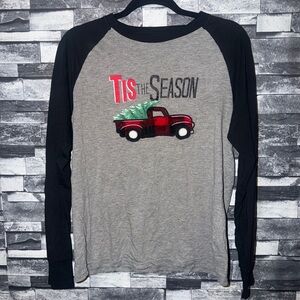 Men’s Tis The Season Long Sleeve Raglan Tee - Gray/Black size XL